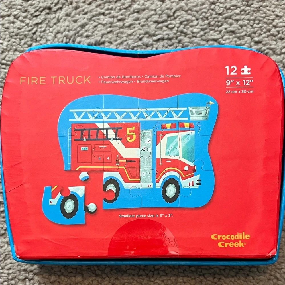 Crocodile Creek Blue & Red Fire Truck Puzzle for Kids